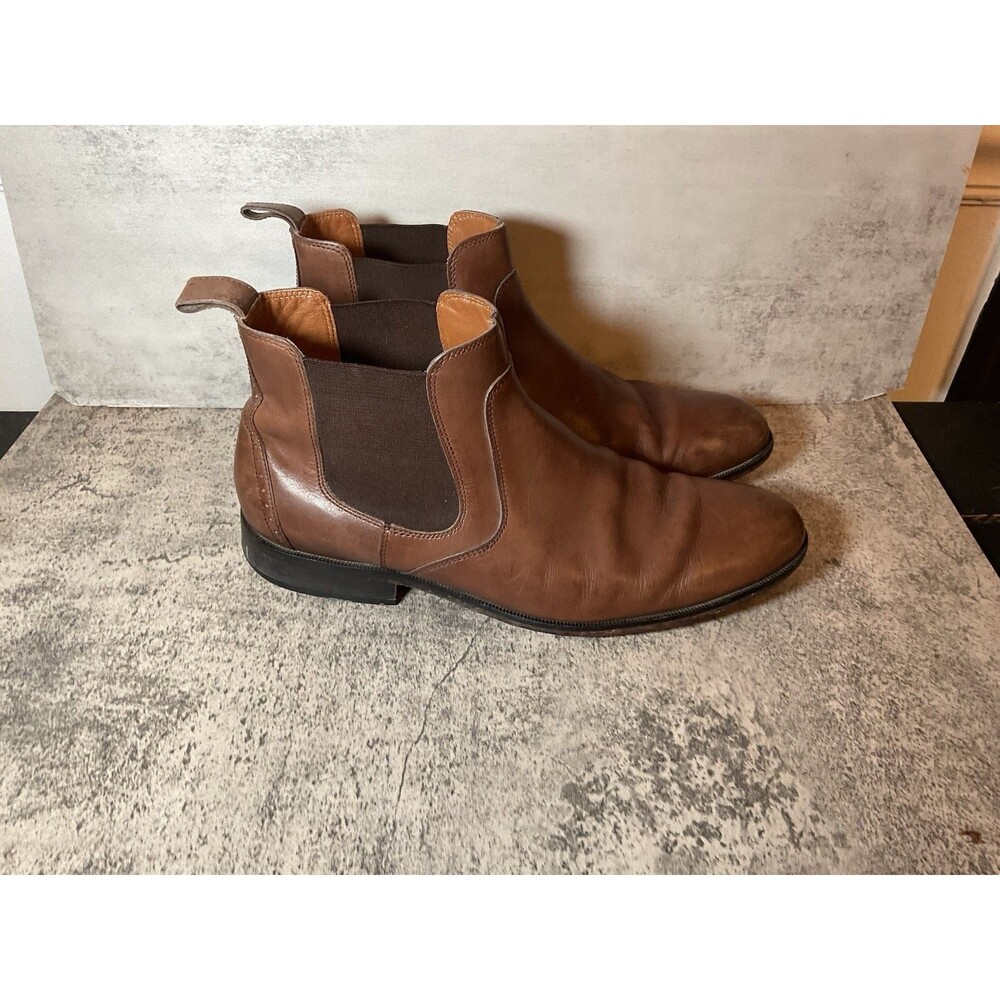 JOHNSTON & MURPHY Calder Chelsea Boots Men's SIZE 10M Brown Leather Slip On